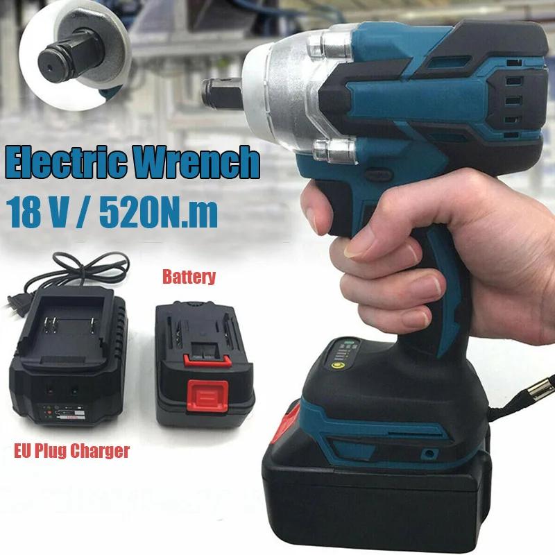 Electric Wrench With EU Plug Charger High Quality Portable Impact Wrenches Power Tools No Load Speed 0-3200 RPM Elec